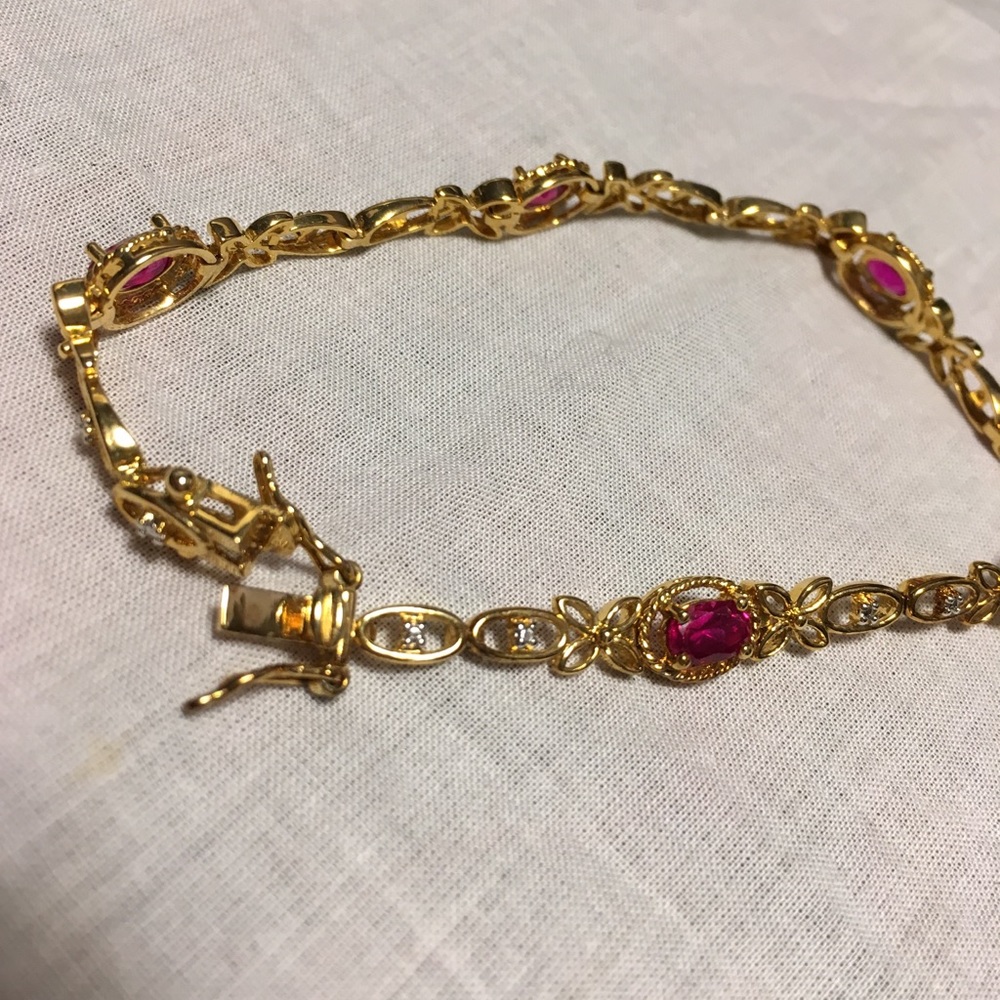 18k gold over sterling silver ruby bracelet